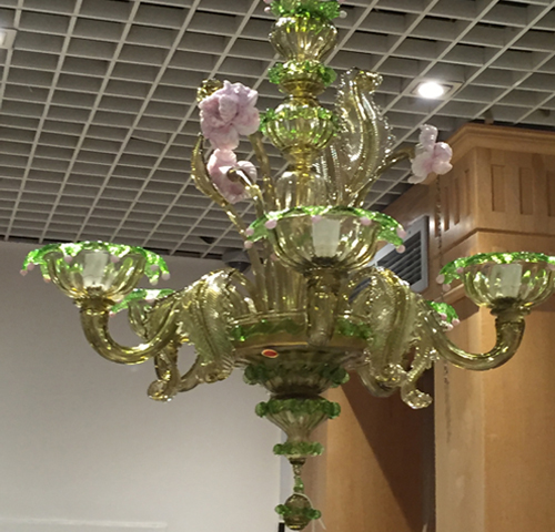 Murano glass 5 lights chandelier - Lustre verre de Murano à 5 lumières